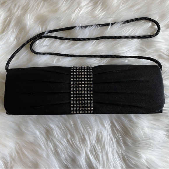 Like New! Black Satin Evening Clutch Bag, EUC! - Picture 2 of 8